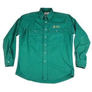 Vintage Private Property Heavy Flannel Shirt Mens XL Green Made in USA Workwear